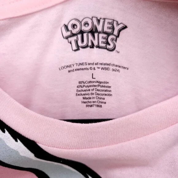 Bugs Bunny All Over Print T Shirt Large Looney Tunes Pink AOP - Picture 10 of 12